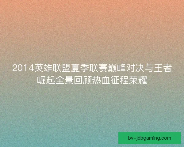 2014英雄联盟夏季联赛巅峰对决与王者崛起全景回顾热血征程荣耀